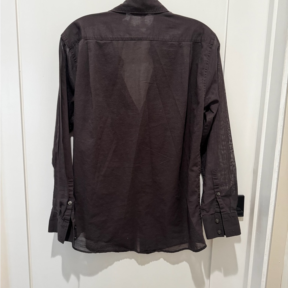 Women’s Uniqlo U- Washed Black Button Front Shirt -Xs View 2